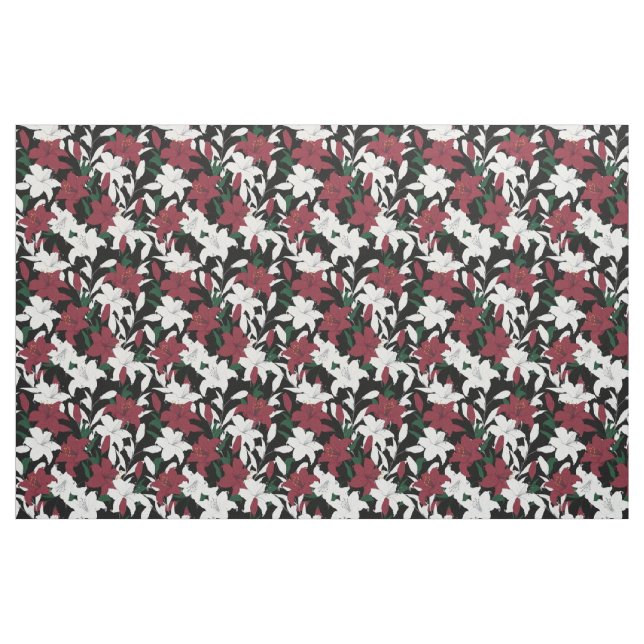 Rote und weiße Weihnachtsblumen Stoff (Yard (91,4 cm))