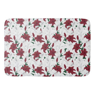 Rote und weiße Weihnachtslilien Badematte