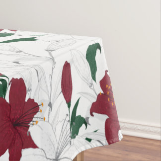 Rote und weiße Weihnachtslilien Tischdecke