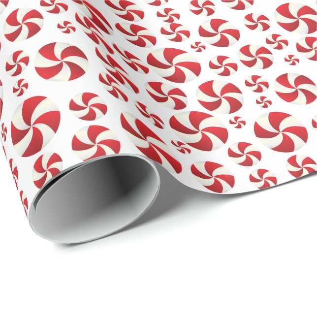 Rote und weiße Weihnachtsminen Geschenkpapier (Rolleneckpunkt)