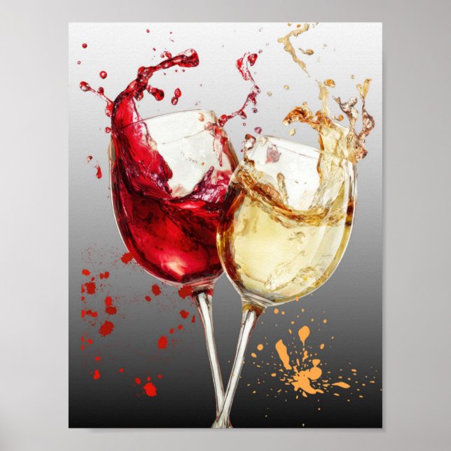 Rote und Weiße Wein-Splatter-Kunst Poster (Vorne)
