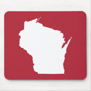 Rote und weiße Wisconsin-Form Mousepad
