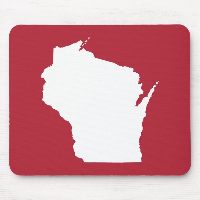 Rote und weiße Wisconsin-Form Mousepad (Vorne)