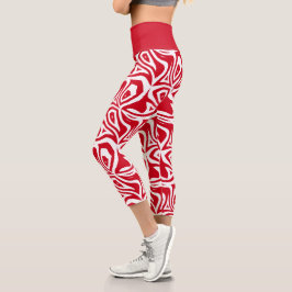 Rote und weiße Zebrastreifen Frauen Capris Legging