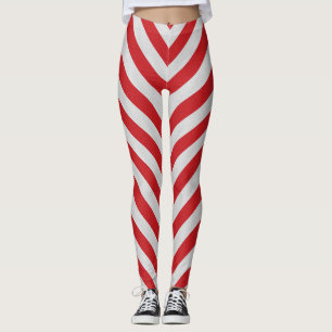 Rote und weiße Zuckerstange-gestreifte Leggings