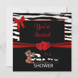 Rote und Zebrastreifen für eine Babydusche Einladung