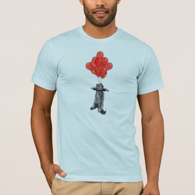 Rote Unisexballone auf blauem T-Shirt (Vorderseite)