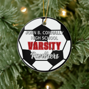 Rote Universitäts-Fußball-Weihnachten an der High Keramik Ornament