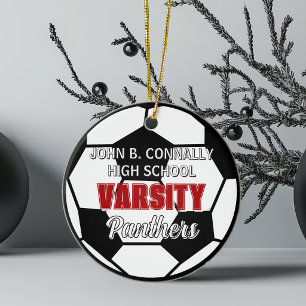 Rote Universitäts-Fußball-Weihnachten an der High Keramik Ornament