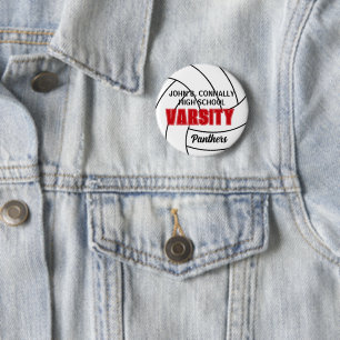 Rote Universitäts-Volleyball-Eigenanfertigung für Button