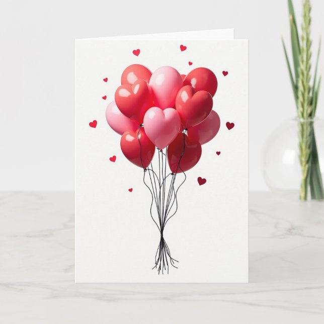Rote Valentinstag-Ballons Karte (Vorderseite)