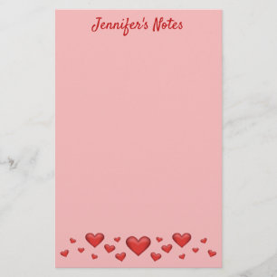 Rote Valentinstag-Herzen & benutzerdefinierter Tex Briefpapier