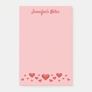 Rote Valentinstag-Herzen & benutzerdefinierter Tex Post-it Klebezettel