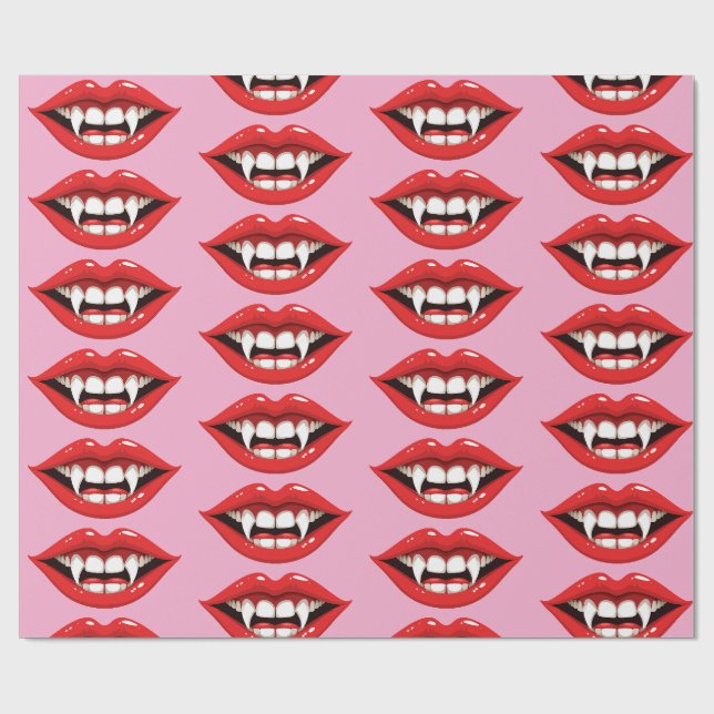 Rote Vampir-Lippen Geschenkpapier (Flach)