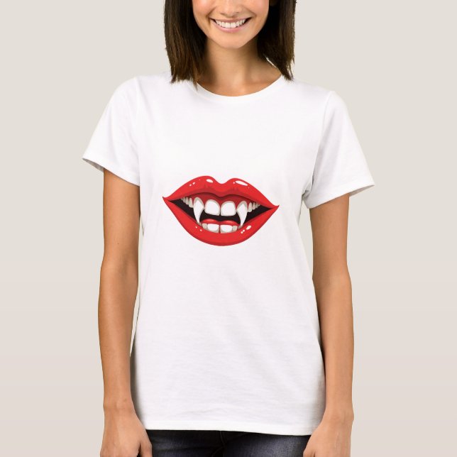 Rote Vampir-Lippen T-Shirt (Vorderseite)