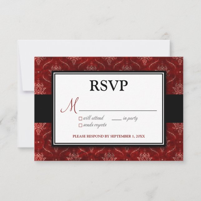 Rote Velvet-RSVP-Karte (5" x 3,5") RSVP Karte (Vorderseite)