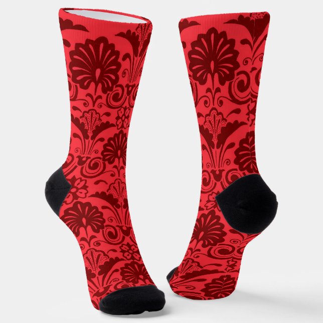 rote Ventilatoren und Schnörkel Druck Socken (Gewinkelt)