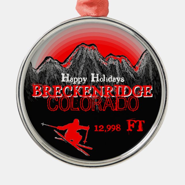 Rote Verzierung Breckenridges Colorado frohe Ornament Aus Metall (Vorne)