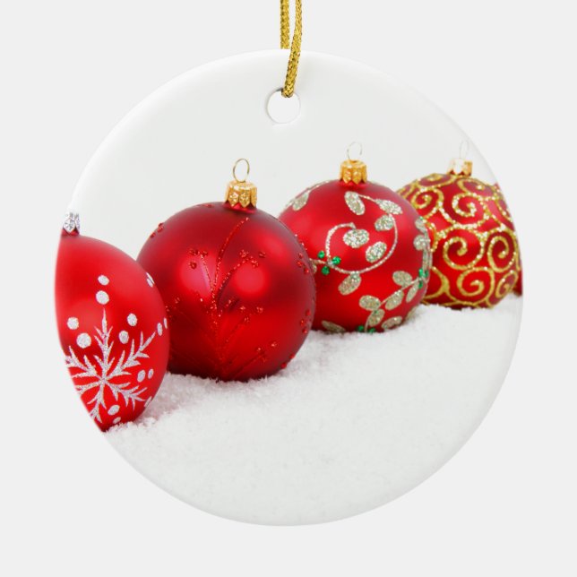 Rote Verzierungen Keramikornament (Vorne)
