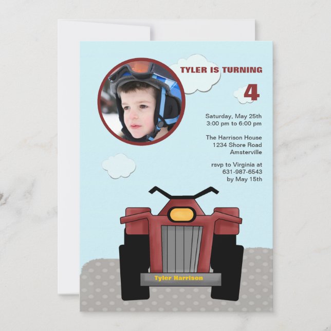 Rote Viererkabel-Foto-Einladung Einladung (Vorderseite)