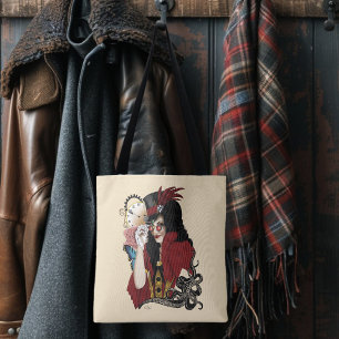 Rote viktorianische Steampunk-Dame Vintage-Oktopus