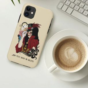 Rote viktorianische Steampunk-Dame Vintage-Oktopus Case-Mate iPhone Hülle