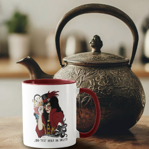 Rote viktorianische Steampunk-Dame Vintage-Oktopus Tasse