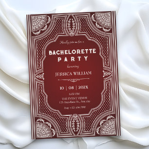 Rote Vintage Art Deco Junggesellinnenparty  Einladung