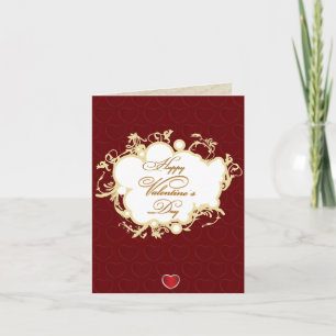 Rote Vintage elegante Valentinstag-Karte Feiertagskarte