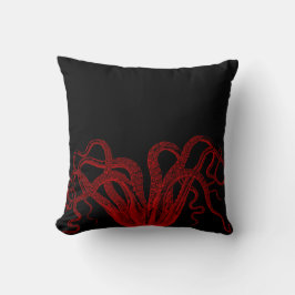 Rote Vintage Kraken-Tentakel-Illustration Kissen
