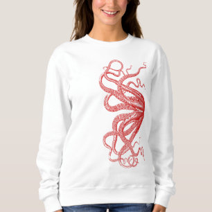 Rote Vintage-Oktopus-Tentakel-Illustration Sweatshirt
