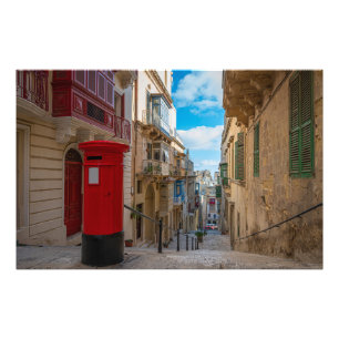 Rote Vintage-Postbox in Malta Fotodruck