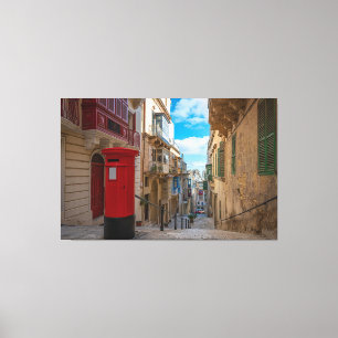 Rote Vintage Postbox in Malta Leinwanddruck