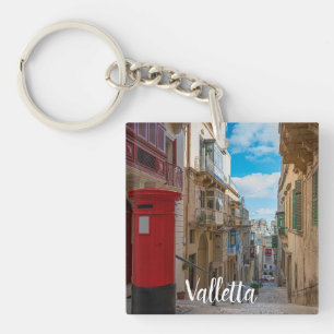 Rote Vintage-Postbox in Malta Schlüsselanhänger