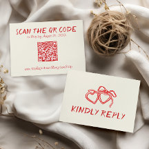 Rote Vintage-QR-Code-Hochzeit