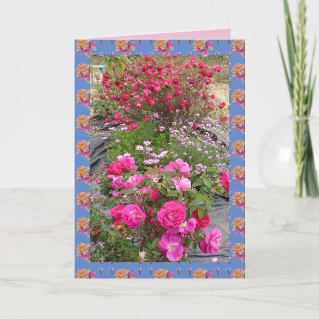 Rote Vintage Rose Rose Garten Blume Karte (Vorderseite)