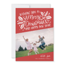 Rote Vintage-Stechpalmen-Typografie Weihnachtsfoto