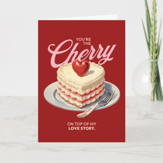 Rote Vintage Valentinstagskarte Feiertagskarte (Vorderseite)