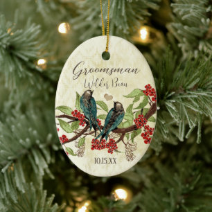 Rote Vintage-Vogel-Brautjungfer-Ornamente Keramik Ornament