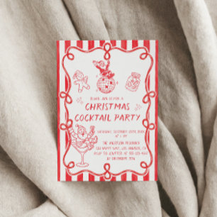 Rote Vintage-Weihnachts-Cocktailparty Einladung