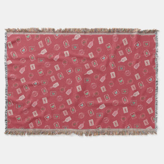 Rote Vintage-Weihnachts-Ephemera-Wurfdecke Decke