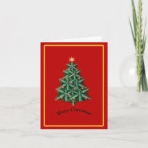 Rote Vintage-Weihnachtsbaum gefaltete Festtagskart