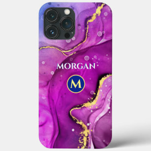 Rote Violette und Gold Liquid Tinte, Monogramm und Case-Mate iPhone Hülle