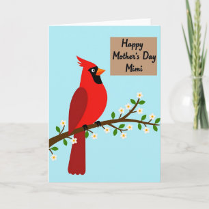 Rote Vogel-Blumen-Muttertagskarte Karte
