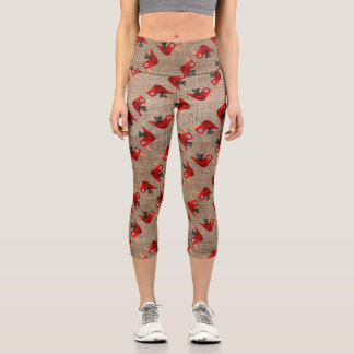 Rote Vögel Capri Leggings