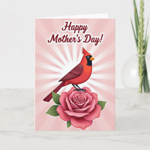 Rote Vogel-Rosen-Muttertagskarte Karte