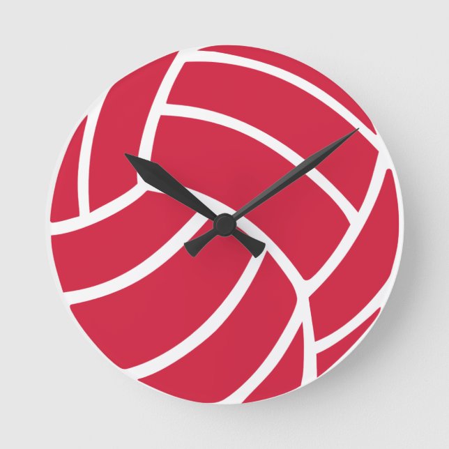 Rote Volleyballikone Runde Wanduhr (Vorderseite)