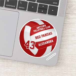 Rote Volleyballmannschaft farbenfrohe Kinder Name  Aufkleber