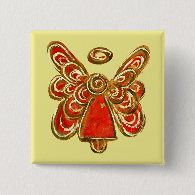 Rote Wächter Angel Holiday Art Button Buttons (Vorderseite)