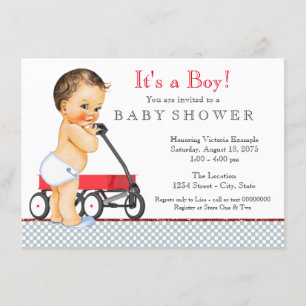 Rote Wagen-Baby-Party Einladung